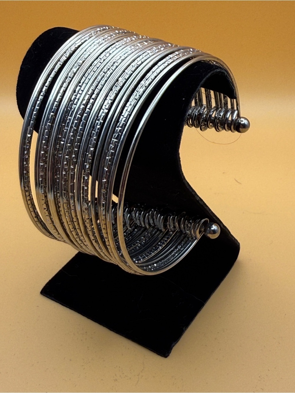 Source Unknown Silver Multi-Row Cuff Bracelet